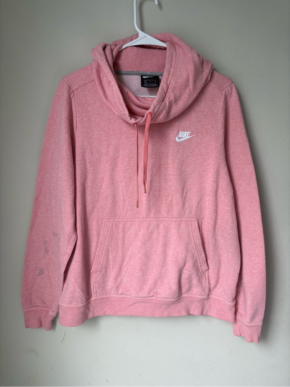Nike Pink women’s Crewneck Hoodie with White Swoosh L